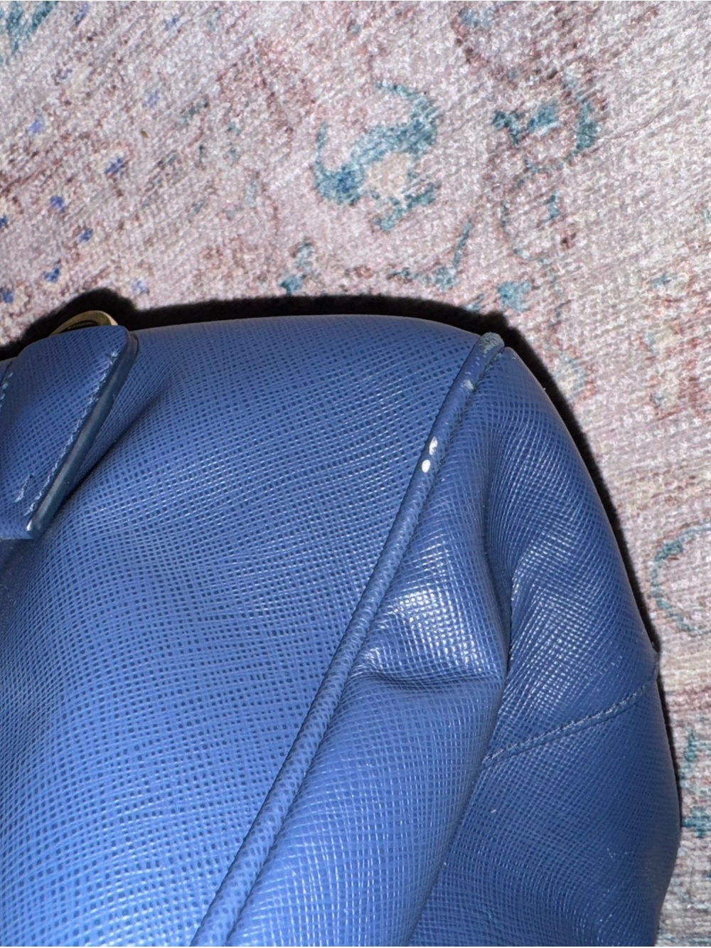 Prada Blue Saffiano Leather Top-Handle Tote - Picture 6 of 8
